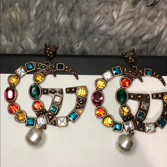 double g earrings with crystals